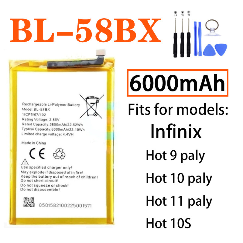 Baterai For Infinix Hot 9 paly 10 paly 11 paly Hot 10S 10T X680 X680B X680C X688C Battery BL-58BX Ba