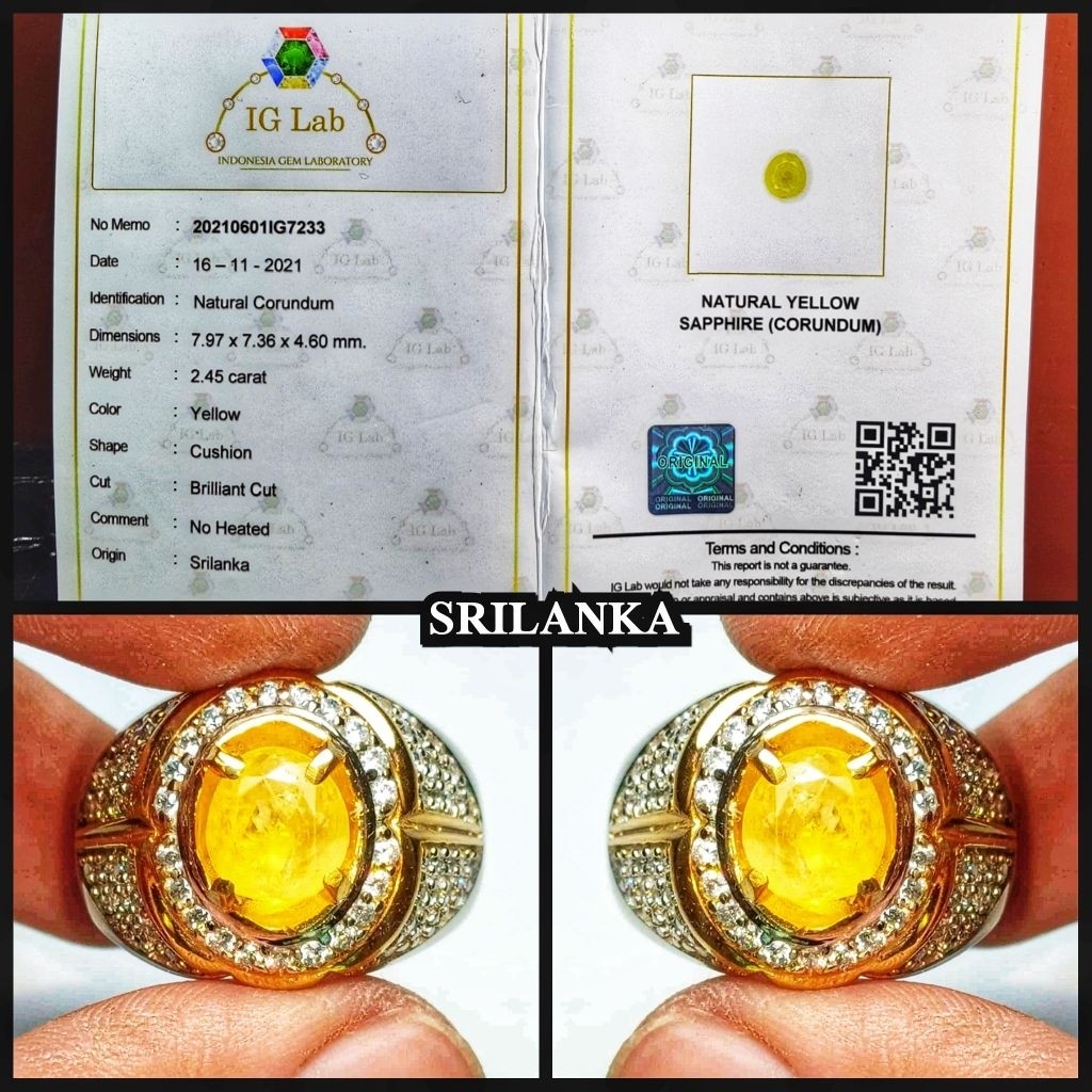 natural batu yakut sapphire srilanka + sertifikat NTE