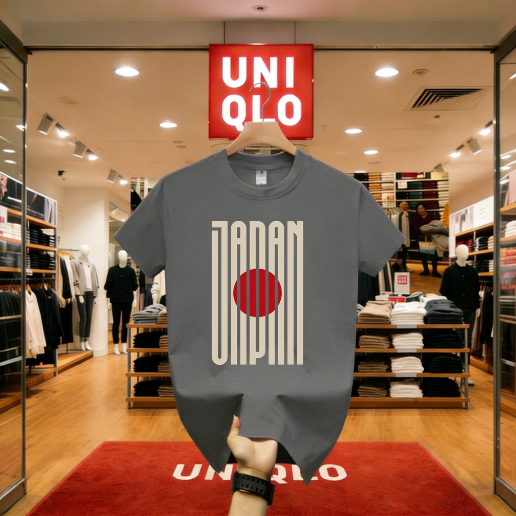 100% Original - Kaos Uniqlo-Kaos Baju Kaos Uni Qlo Blok Logo Silver / Baju Kaos Distro Unisex Kaos A