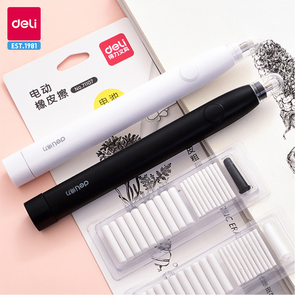 Deli Adjustable Electric Eraser for Sketch Drawing Erasing Writing with Rubber Refills Electric Rubb