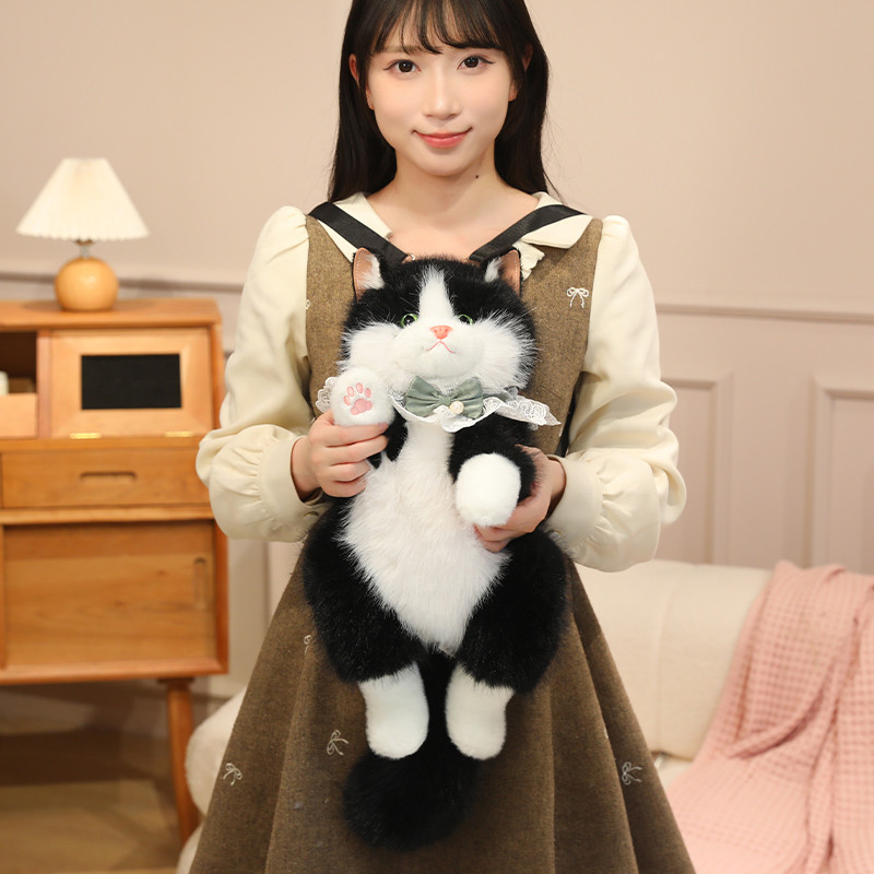Realistic Ragdoll Cat Plush Backpack Lifelike Stuffed Animal Doll Simulation Lying Ragdoll Cat Toys 