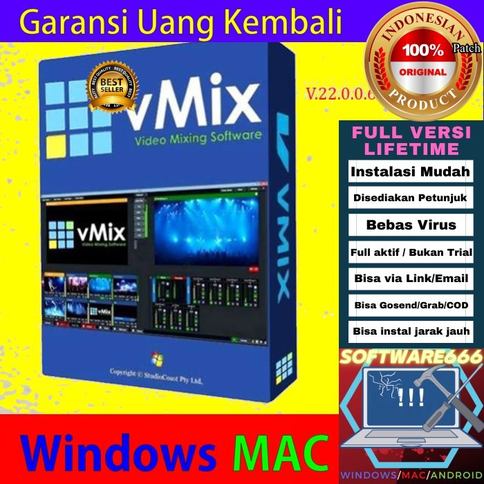 Software Virtual Video Mixer: vMix Pro 22 [Win 10 ONLY]