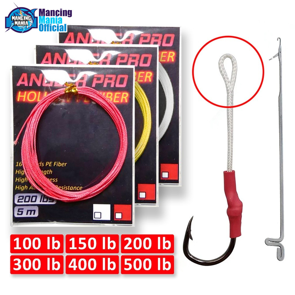 MANCING MANIA Kevlar Hollow Benang Assist Hook Metal Jig 150 200 300 400 500 lbs Lubang Jigging Mura