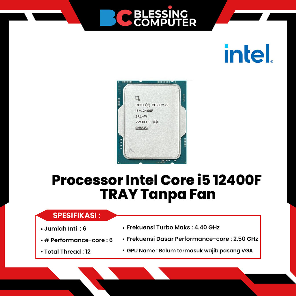 Processor Intel core i5 12400F TRAY Alder Lake