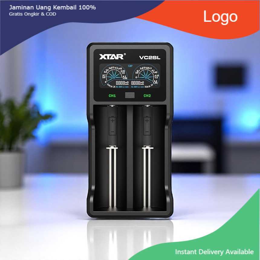 XTAR Charger Baterai 2 Slot AA AAA 18650 Li-Ion Ni-MH LCD Power Bank - VC2SL