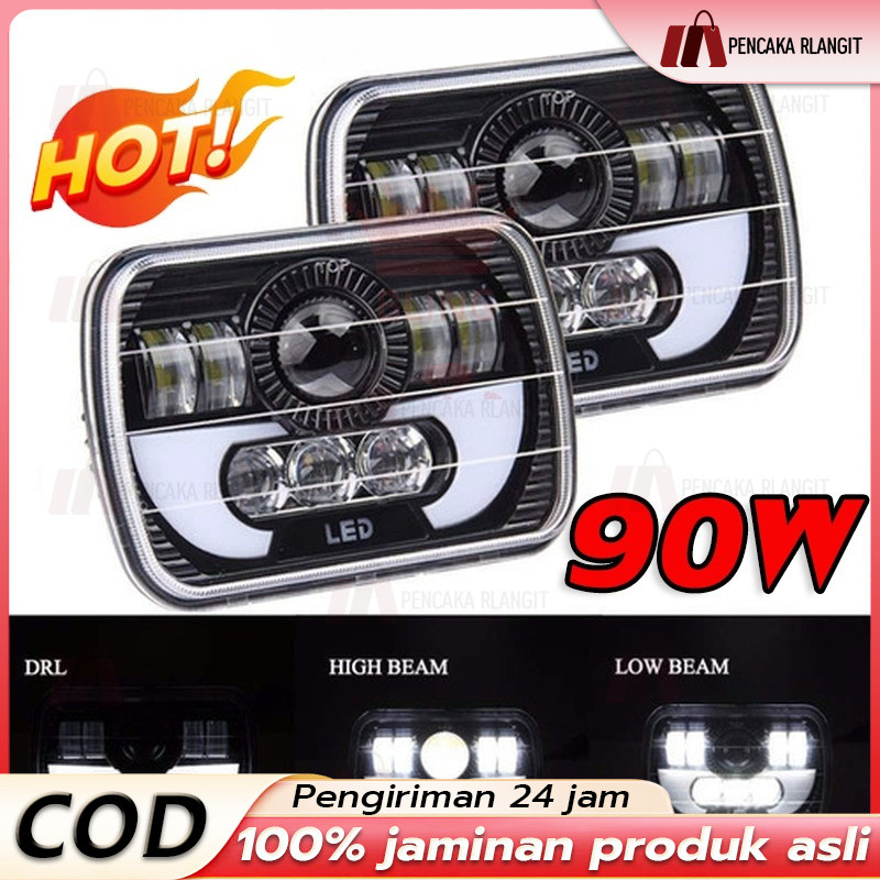 Lampu Led Depan Variasi Kotak 5x7 Inch Spyder 90 Watt JEEP KATANA FEROZA TAFT L300 IMPORT