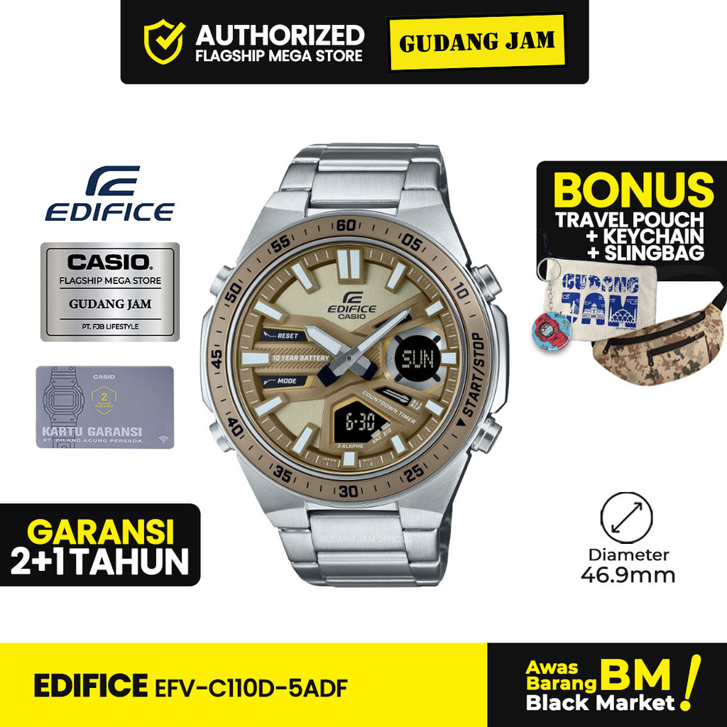 Jam Tangan Pria Edifice EFV-C110D-5ADF EFV-C110D-5 Analog Strap Stainless Steel
