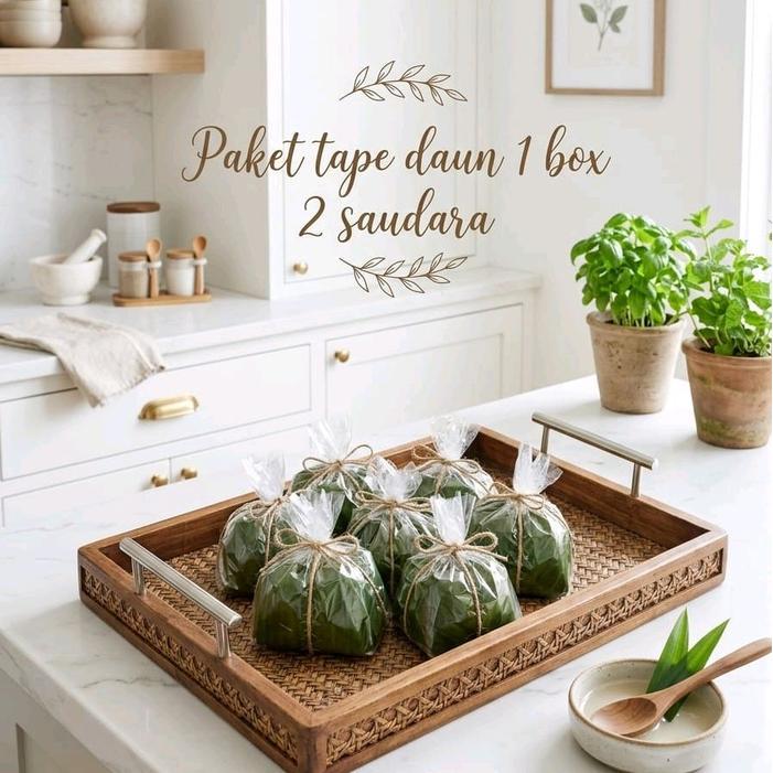 Dua Saudara Tape Ketan Daun Pisang 1 Box Isi 10 Bungkus .
