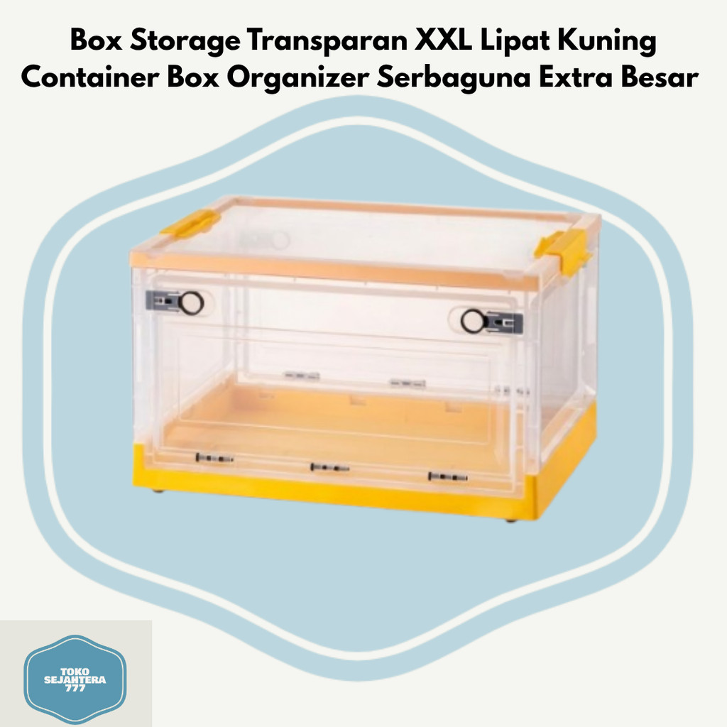 Box Storage Transparan XXL Lipat Kuning Container Box Organizer Serbaguna Extra Besar