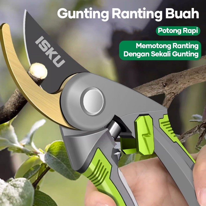ISKU Gunting Dahan Ranting SK5 Baja Super Tajam - Pruning Shears Heavy Duty Gunting Tanaman Bunga Ke