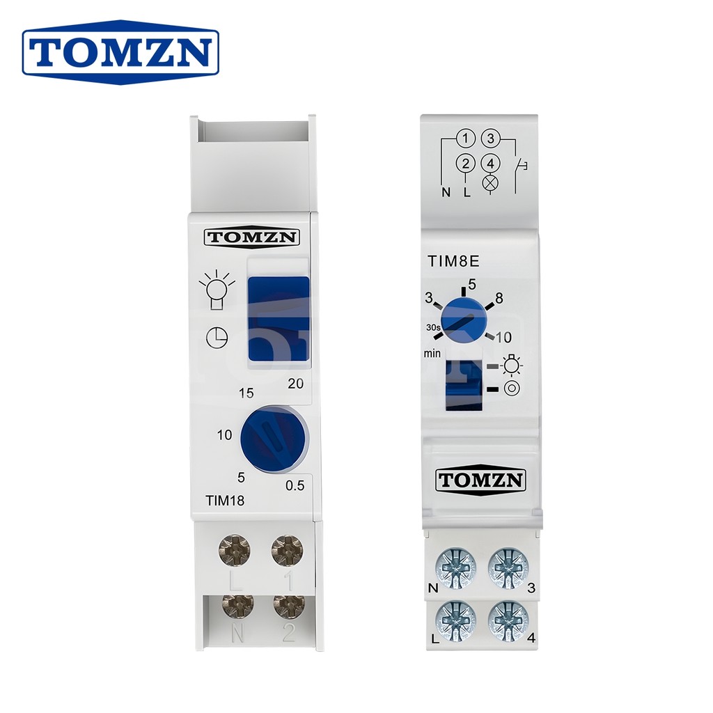 Din Rail Staircase Light Time Switch Delay-on/off Timer Delay Relay 0.5-20 Minutes Momentary Switch 