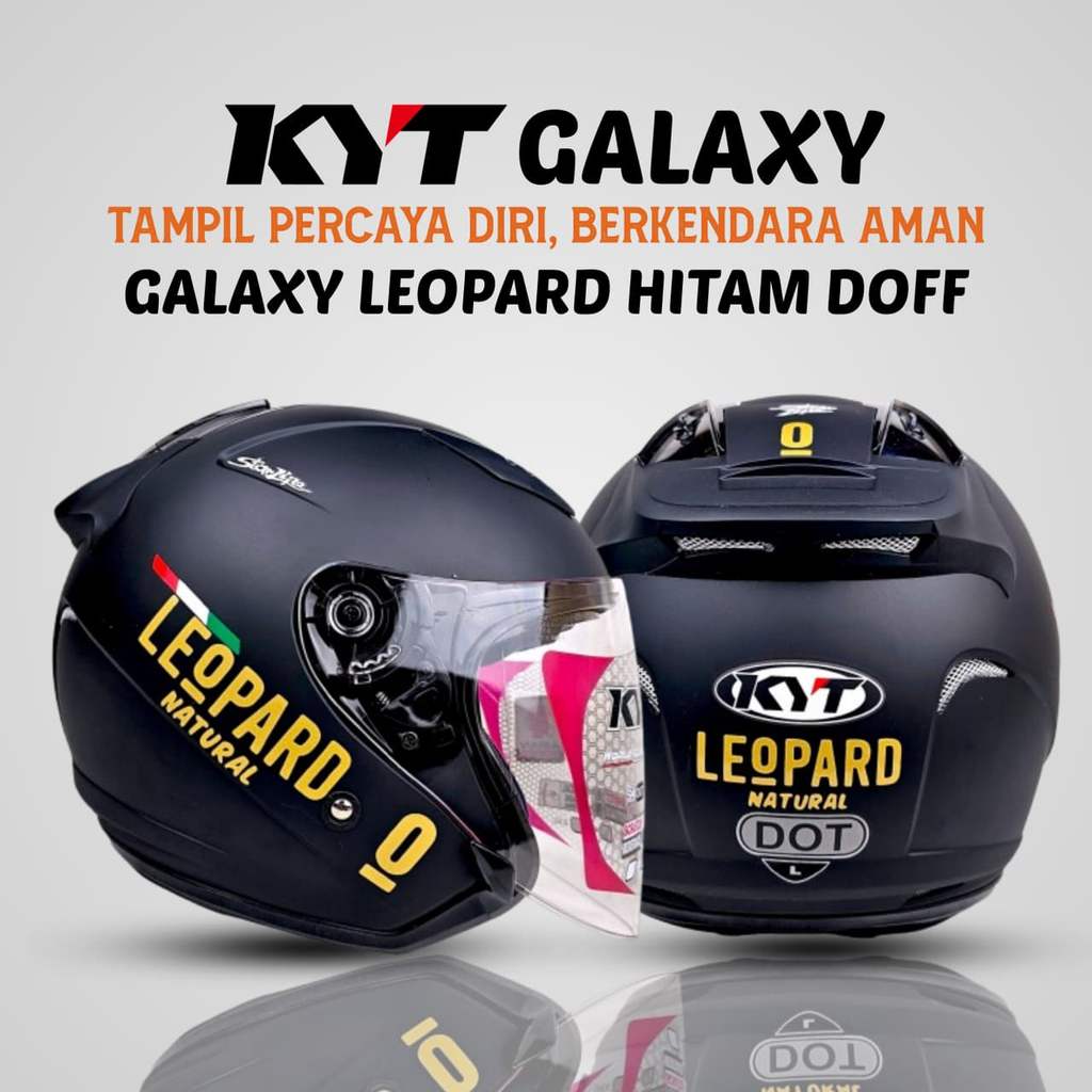 KYT GALAXY FLAT R HITAM DOFF LEOPARD / HELM KYT HALF FACE | SNI
