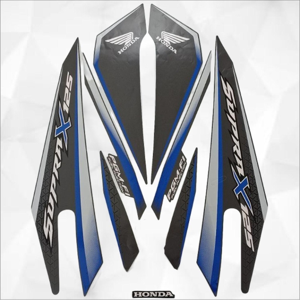 STRIPING MOTOR SUPRA X 125 FI 2017 2018 HITAM BIRU STANDAR FULLSET