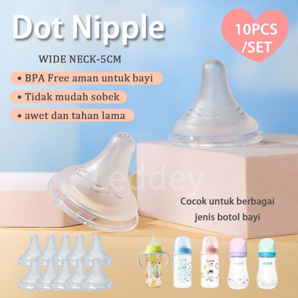 [5PCS / 10PCS] 5cm Lebar Leher Nipple Botol Makan Bayi Penggantian Teats Cairan Silikon Frosted Nipp