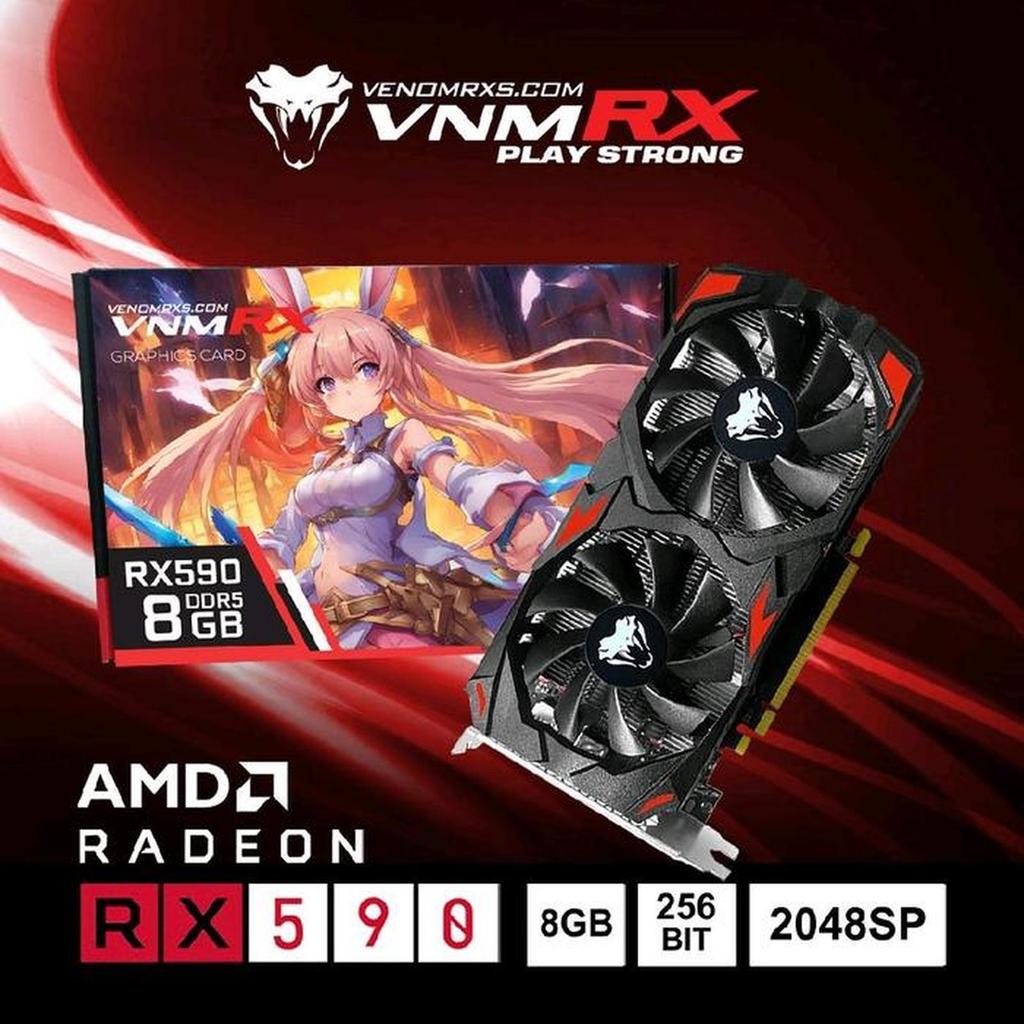 VGA Card AMD Radeon | VenomRX Venom-RX RX590 RX 590 8GB | 2048SP DDR5 GDDR5 | Dual 2 Fan | Garansi 2