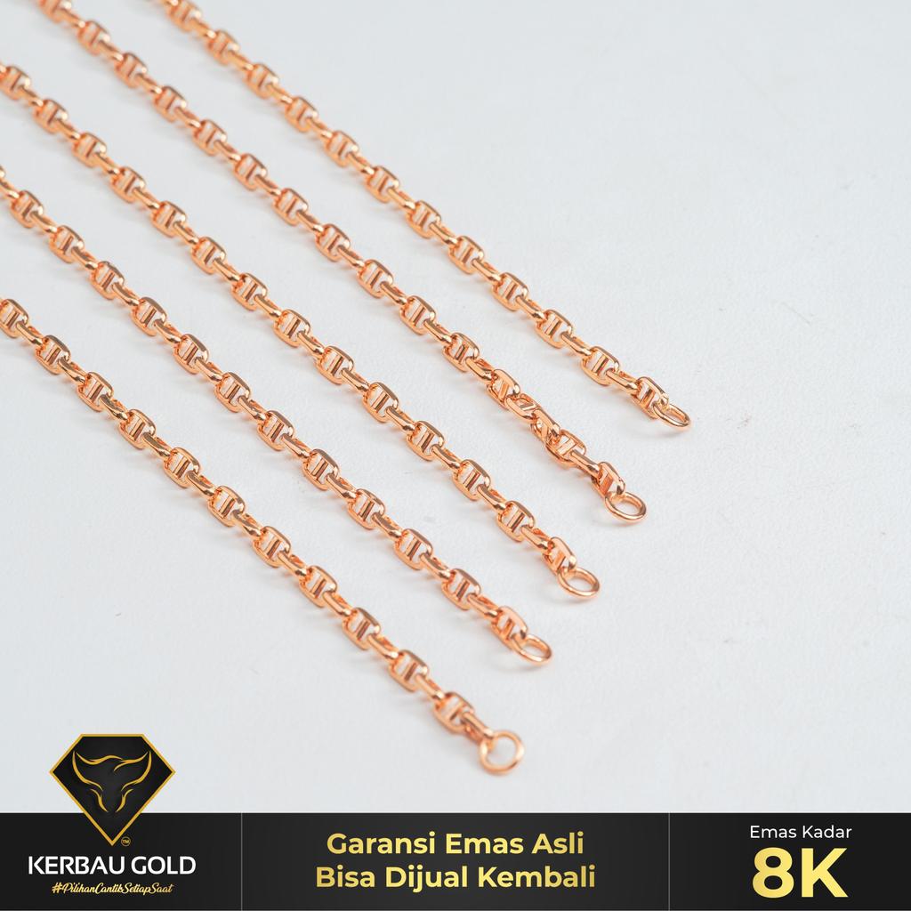 [Kerbau Gold] Gelang Emas Rantai Simple 8K - Emas Asli 100%