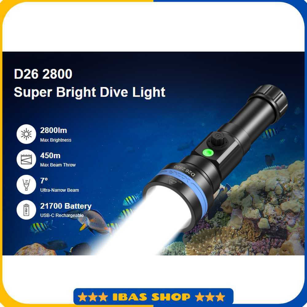 XTAR Senter Selam Diving Flashlight LED High Beam IPX8 2800 Lumens - D26 2800