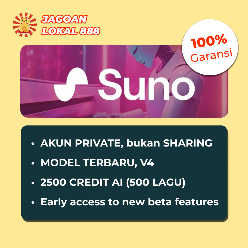 [PRIVATE] SUNO AI PRO PREMIUM | MEMBUAT LAGU DENGAN SUNO | MUSIK AI [TokoBuka24JamLangsungKirim]