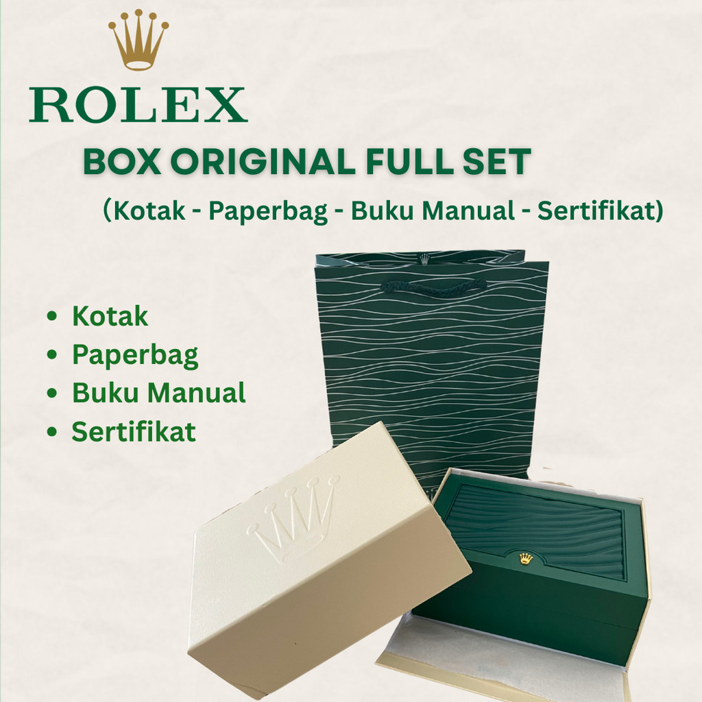 Kotak jam tangan Original Rolex lengkap sudah termasuk box paperbag sertifikat buku panduan Bisa COD
