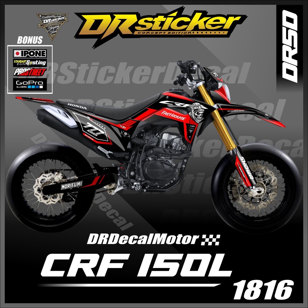 decal crf 150 l hologram lis variasi desain racing minimalis grafis stiker crf 150l full body
