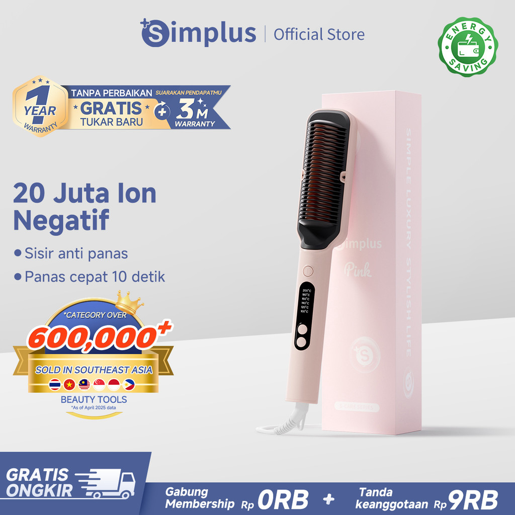 Simplus Sisir Elektrik Pelurus Rambut Ion Negatif Pelurus Rambut
