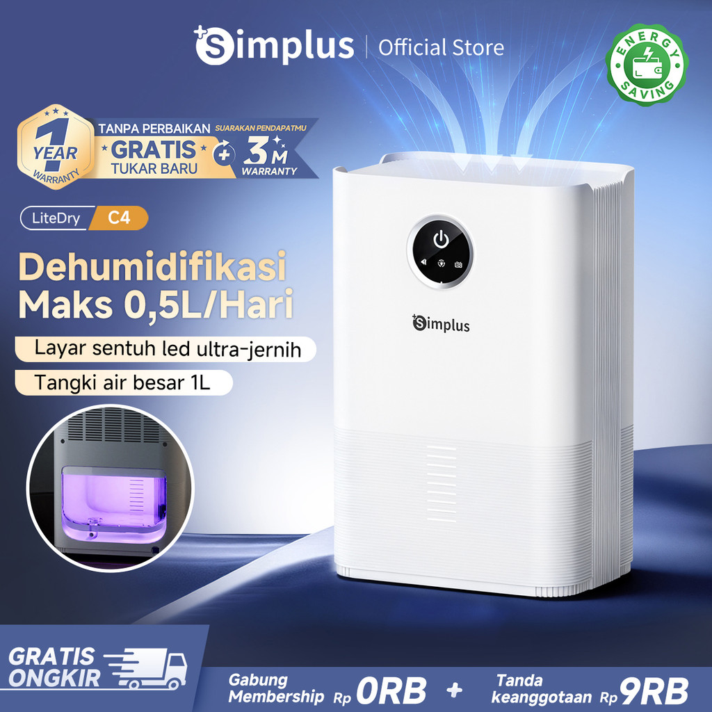 Simplus Dehumidifier 1L Kecil Kantor Rumah Dehumidifikasi Pengeringan Diam Tahan Lembab Hemat Daya