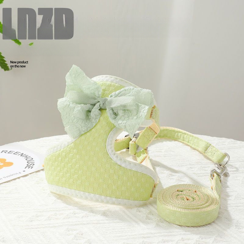 [Pet Wardrobe]Tali anjing model rompi tali kekang anjing kecil tali kucing model lucu kerah warna.