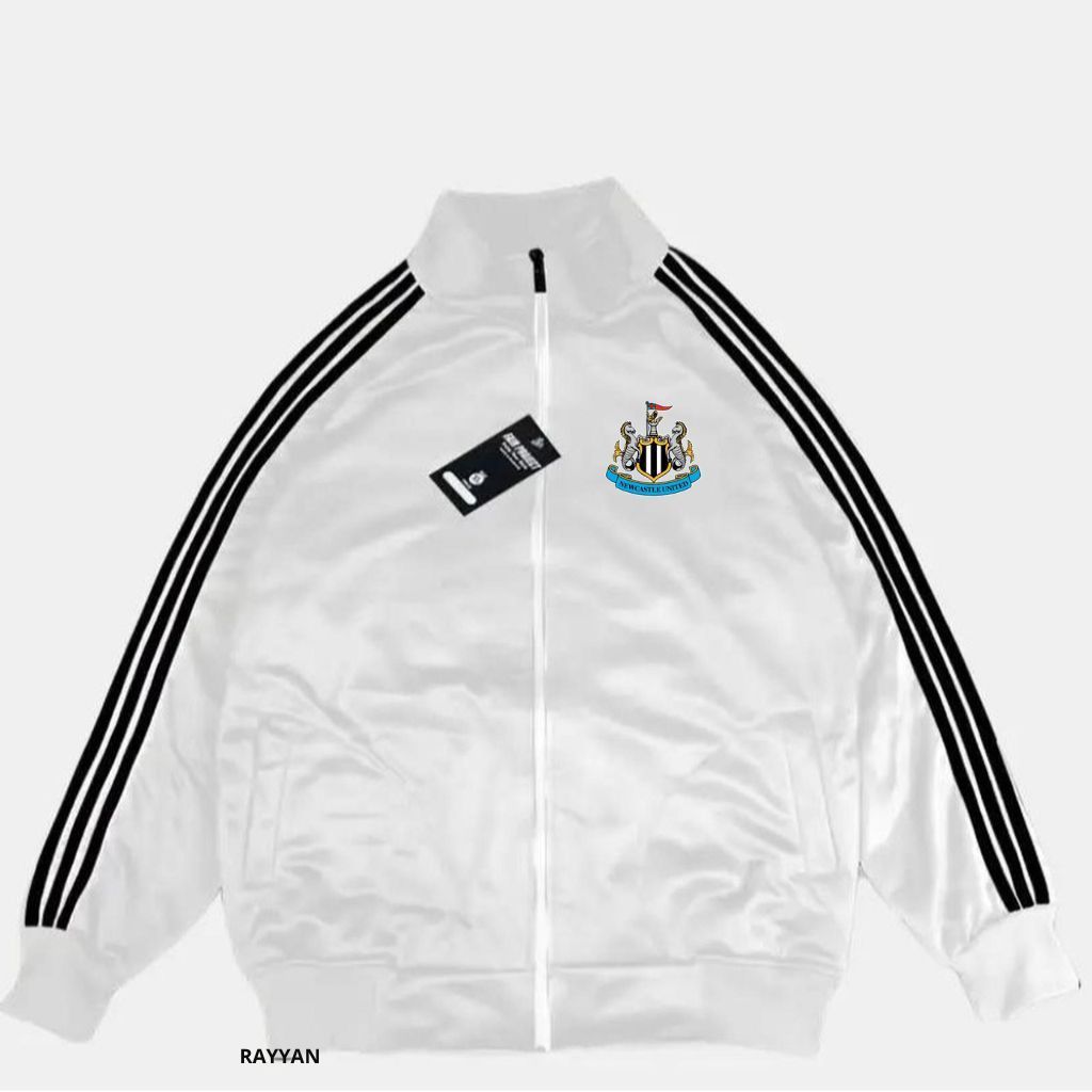 Newcastle United Jacket Tracktop Unisex Footbal Club Top Eropa / Dunia Warna White Motif List Tangan