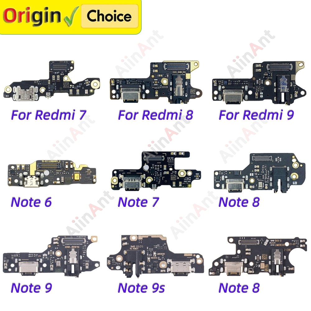 Aiinant Bottom USB arger Board Dock Connector arging Port Flex Cable For Xiaomi Redmi Note 6 7 8 9 7
