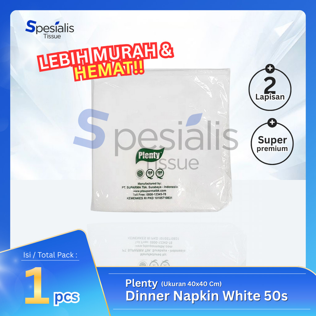 Tisu Plenty Dinner Napkin Putih 50 Sheets