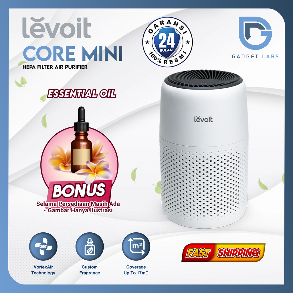 Levoit Core Mini Night Light Air Purifier With Fragrance Sponge - HEPA Air Purifier 34m², White