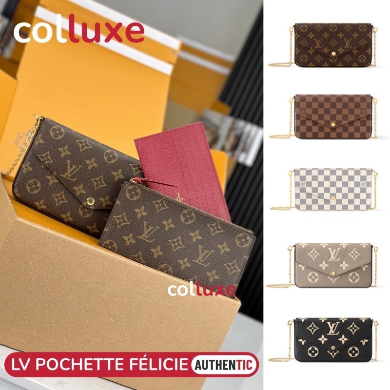 Louis Vuitton Model tas FÉLICIE POCHETTE 3 in 1 Chain Bag Nyonya-Nyonya, Tas Rantai Terdapat Banyak 