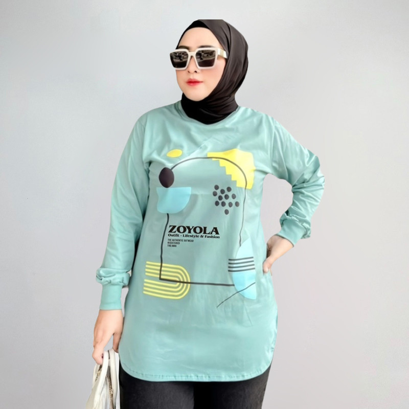Kaos Atasan Wanita Zoyola Lengan Panjang Tunik Jumbo Terbaru | ZYL Tosca