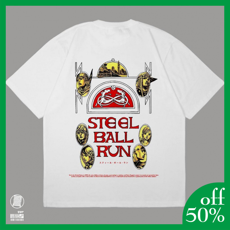 T-Shirt Steel Ball Run Jojo Bizarre Adventure Johnny Joestar Gyro Zeppeli Anime Manga Wibu Jepang Ka