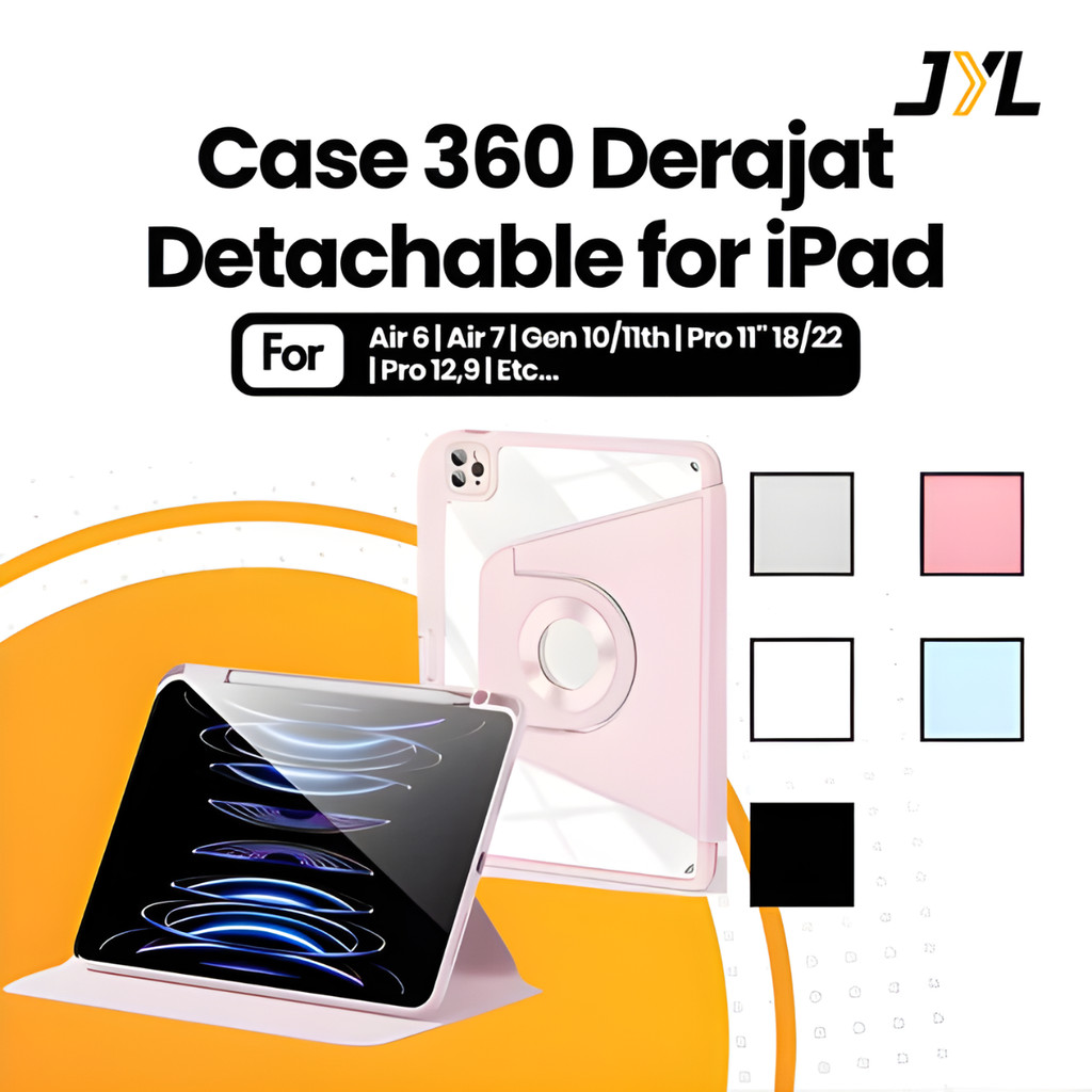 Detachable Smart Case 360° Rotate for iPad Gen 11 A16 Gen 10 iPad Air M1/M2/M3 iPad Pro M2/M3/M4  Ai