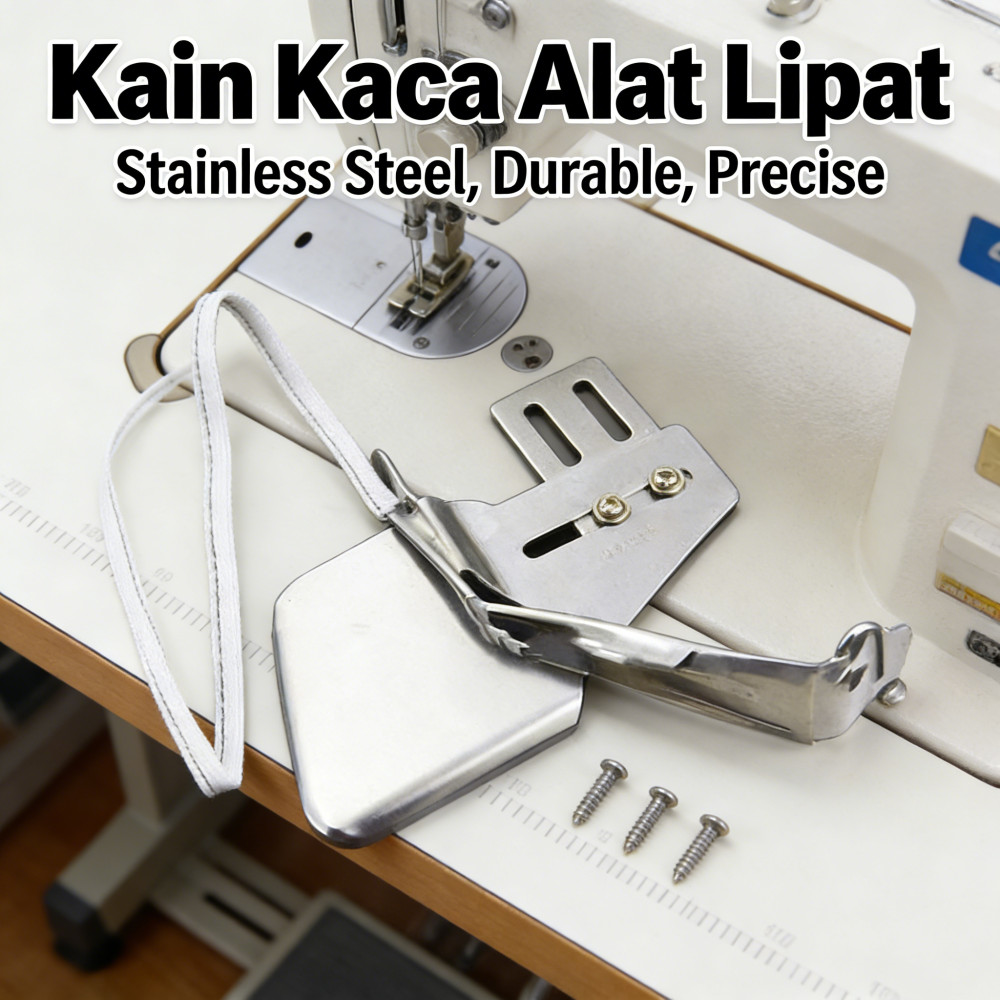 Kelim Mesin Jahit Bisban Corong Pinggiran 30/32/34mm Alat 4 Lipatan Kain Ganda Jahit Stainless Steel