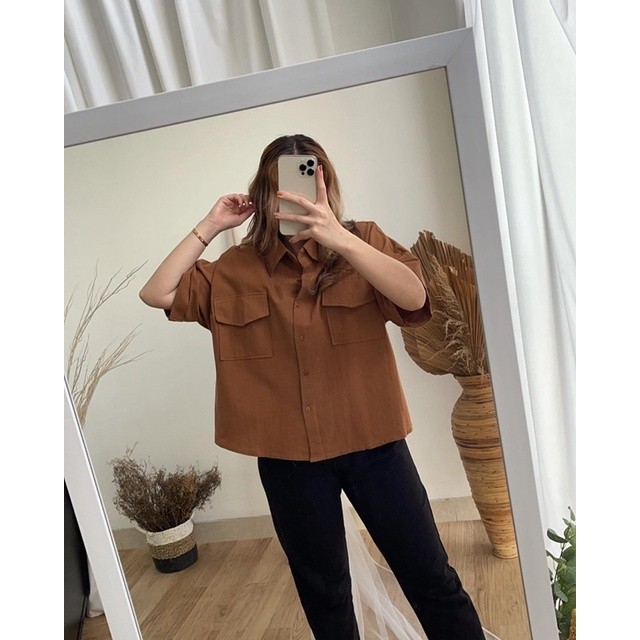 WIDHISTORE Kenta Top | Fashion Kemeja Oversized Basic Atasan Blouse Wanita Kemeja Kantor Kuliah Best
