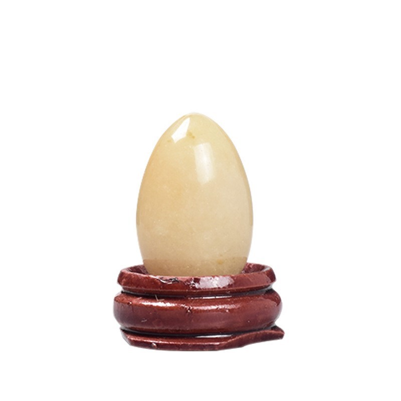 Natural Jade Yoni Egg White Massage Egg Set Undrill&Wooden base Crystal Mineral Ball Kegel Exercise 