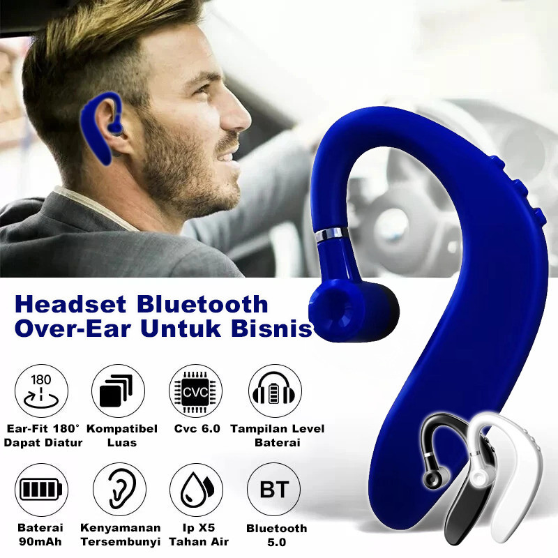 Baterai 20 Jam Tahan Lama  JMY Headset Bluetooth Clip On Untuk Bisnis Headset Bluetooth/Clip On/Earp