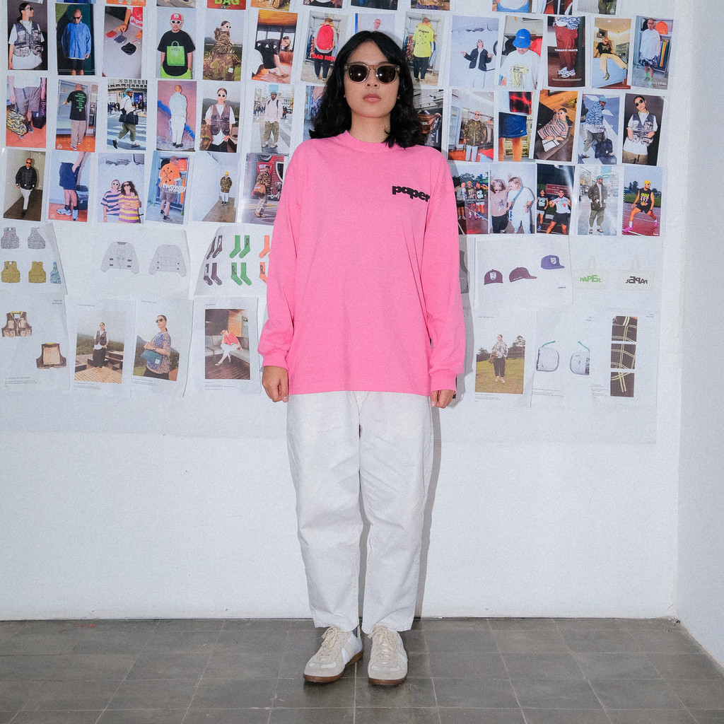 Paper. Kaos Lengan Panjang Pria  Sound Pink