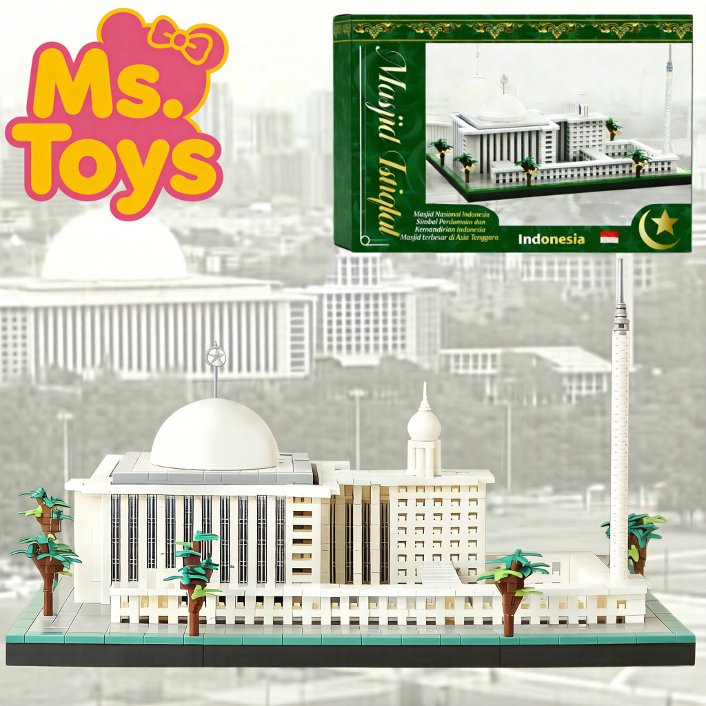 Toko Mainan Ms.Toys Rakit Model Arsitektur Miniatur Masjid Istiqlal Indonesia Lampu LED Musik Koleks