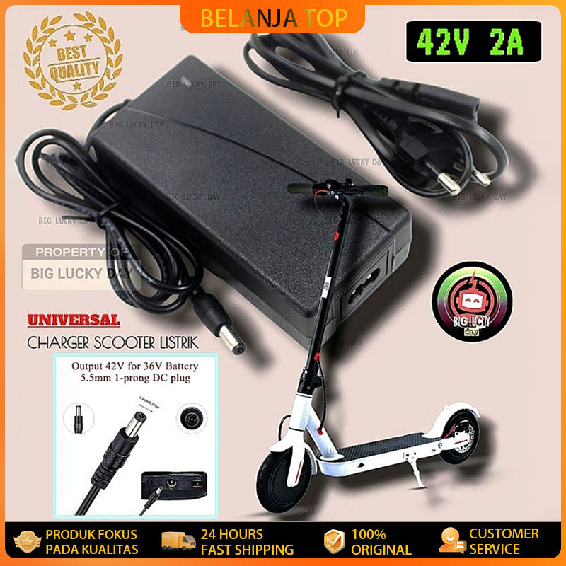 Charger 36v lithium output 42v 2A scooter listrik exotic inokim light fiido dyu himo cas batre 18650
