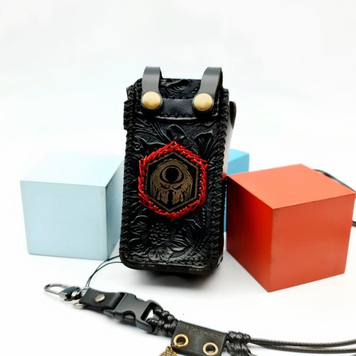 Gantungan Kunci Handmade handmade sarung kulit asli motif Hextor untuk Anodize / Oframe - Anodize