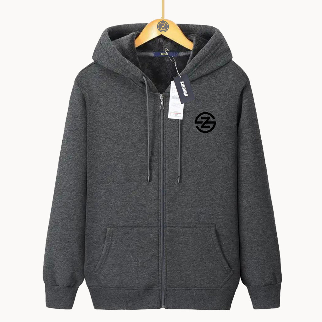 Zirdigo Jaket Zipper Distro Logo PL02 Hitam Jaket Unisex Resleting