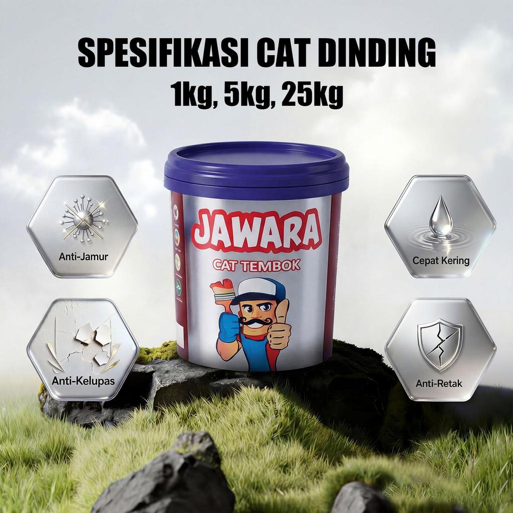 JAWARA cat tembok elegan cat ramuh cat dinding tahan air cat dinding anti jamur dan lembab cat dindi