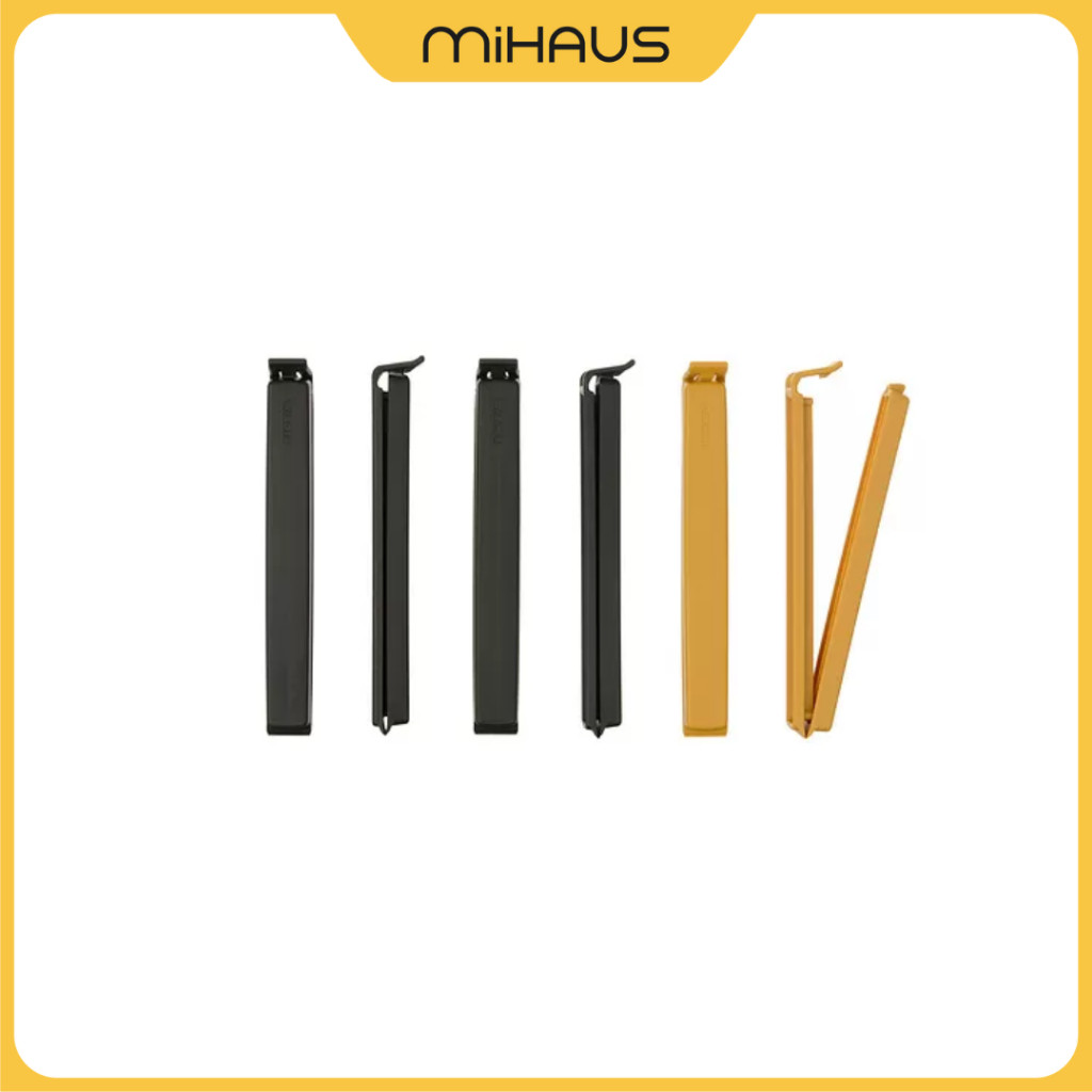 TERLARIS MIHAUS IKEA BEVARA Klip penutup plastik, antrasit/kuning tua