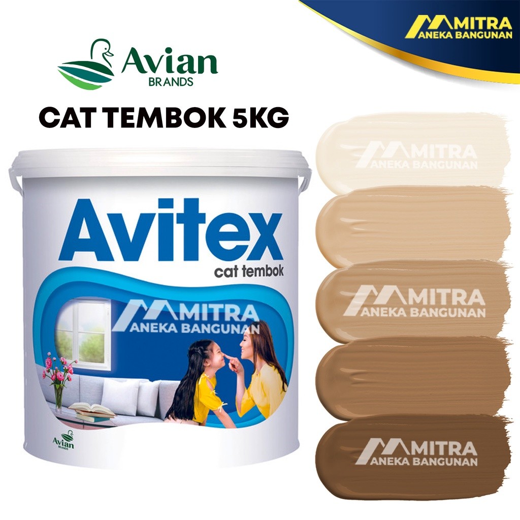 PLAOSANSTORE CAT TEMBOK INTERIOR AVITEX 5 KG / AVIAN N6 WARNA MOCCA COKLAT BEIGE
