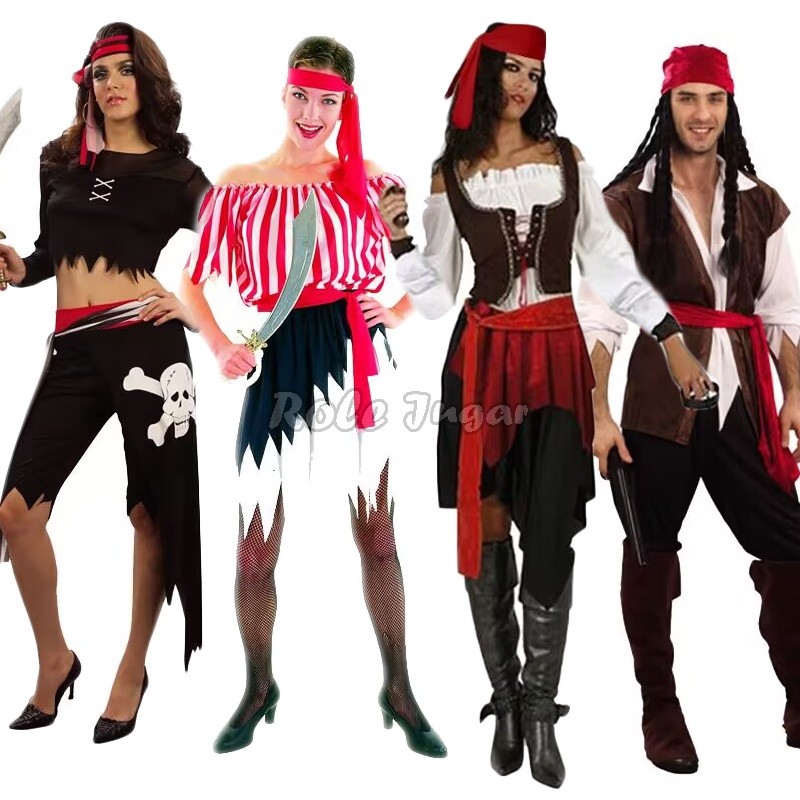 Kostum Bajak Laut Jack Sparrow Pirates of The Caribbean Dewasa Pria Wanita Halloween