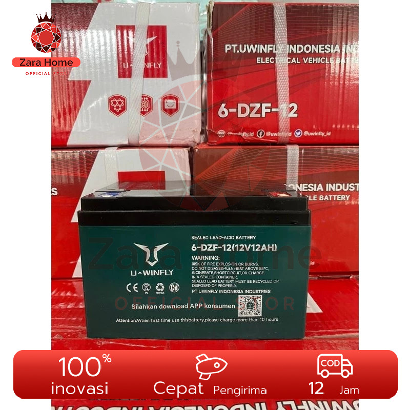 AKI SEPEDA LISTRIK UWINFLY 12V12AH ORIGINAL Aki Motor Listrik BEKEY 6 DZF-12 ORIGINAL12V 12AH SELIS 