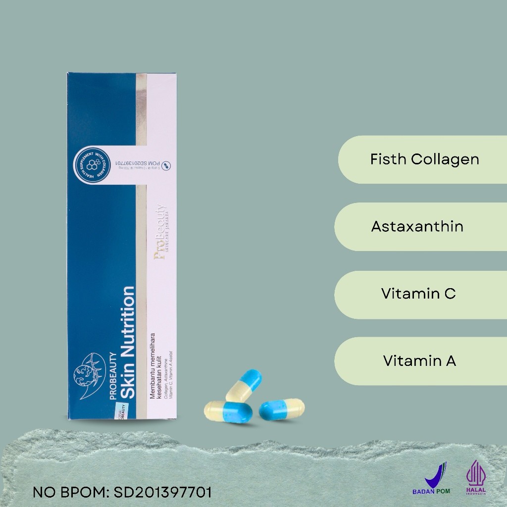 (De Luna) Collagen Capsul + Astaxanthin Suplemen Pemutih Badan Wajah Bpom Kesehatan dan Kecantikan K
